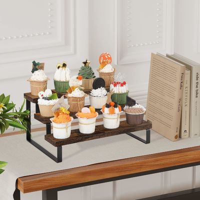 Holz-Display-Stand Funktion Platz sparen 3 Stufe Küche Zähler Gewürzregal Organisator