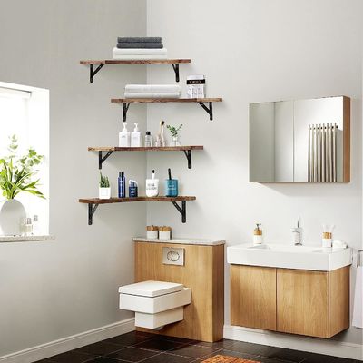 Maßgabe Größe Farbe Material Rustikales Holz Ecke Schwebende Regale Wandmontierte Satz 4