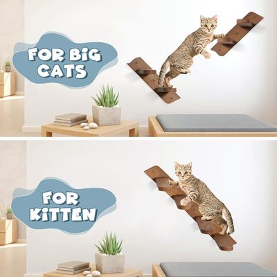 Abschied nehmen von Unordentlichen Böden Wandmontiertes Katzenfütterungsregal mit Leiter und 2 Schalen