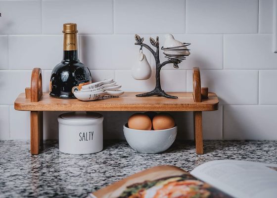 Individuelles Logo Elegantes Handgemachtes Heimdekor Schalter Organisator Käsebrett