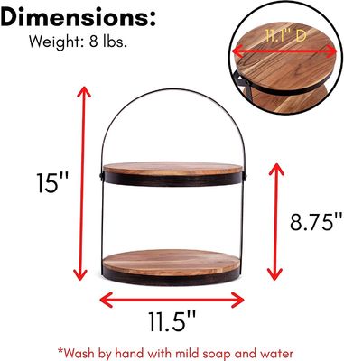 Wie Sie wünschen 2 Stufe Holz servieren Tablett mit Metall Halter Kuchen Dessert Anzeige