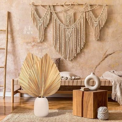 Vitalucks Logo Umweltschonend Kompostierbar Hand 4 Stück großes Naturgold Trockene Palmenblätter