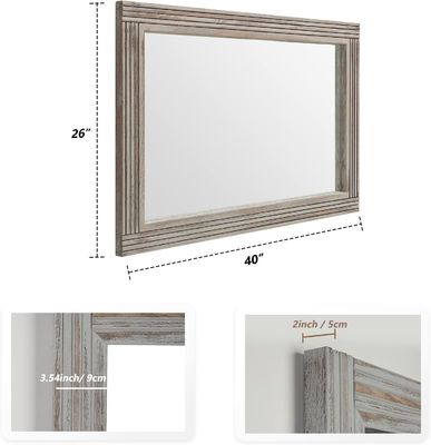Holz Splitter Wandspiegel für Badezimmer Massivholzrahmen Rustika Bauernhaus Eitelkeitsspiegel
