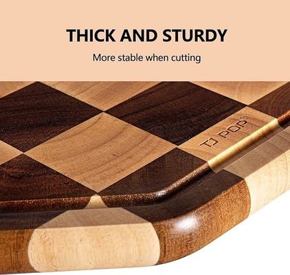 12X12X0.8 Zoll Acacia Holz Schnitt Oktagon Servieren Brett mit Saft Rille