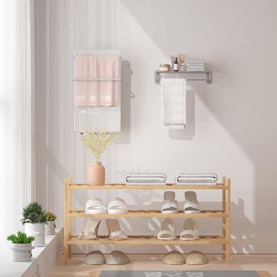 Multifunktions-Schuhregal aus Bambus mit drei Schichten für die individualisierte Lagerung