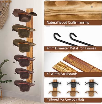 Funktionelles Design Multifunktionales Wandmount Lagerregal und Hutträger für Bambus