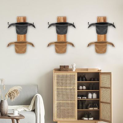 Funktionelles Design Multifunktionales Wandmount Lagerregal und Hutträger für Bambus