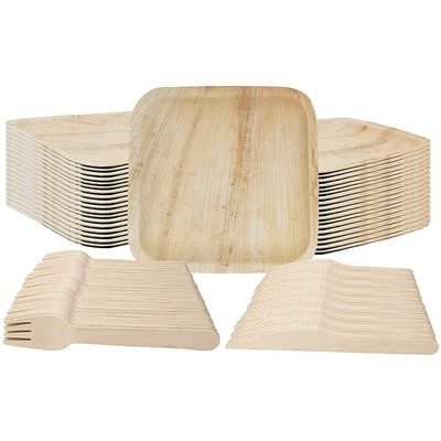 Romantic Square Biodegradable Areca Palm Leaf Holz Bambusplatte für Einwegparty