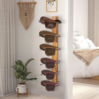 Funktionelles Design Multifunktionales Wandmount Lagerregal und Hutträger für Bambus