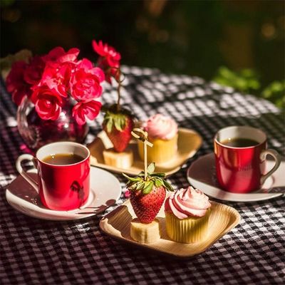 Romantic Square Biodegradable Areca Palm Leaf Holz Bambusplatte für Einwegparty