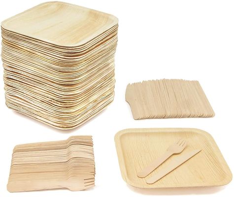 Umweltschonende 20 Packungen biologisch abbaubare Palmblätter 10 Zentimeter Quadrat stark wie Bambus Einweg elegant