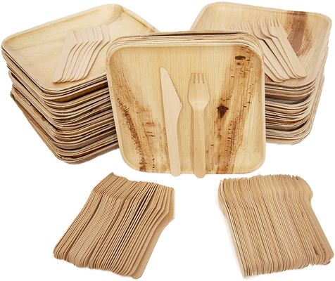 Umweltschonende 20 Packungen biologisch abbaubare Palmblätter 10 Zentimeter Quadrat stark wie Bambus Einweg elegant