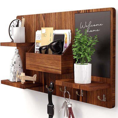 OEM Holz Wandregal mit Stoff Haken Eintrittsweg Organisator Mantel Haken Schlüsselregal Postträger Kreativer Wandhänger Halter