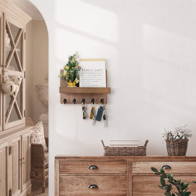 Holzschlüsselhalter mit 4 Schlüsselhocken und Wandhalter