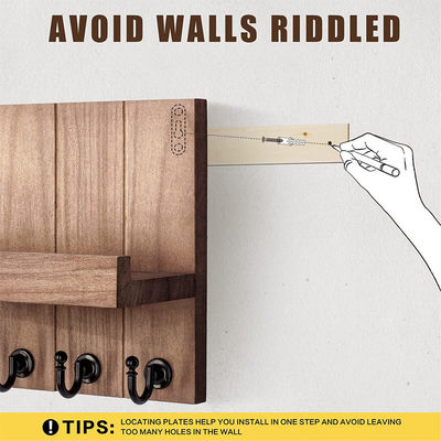 Holzschlüsselhalter mit 4 Schlüsselhocken und Wandhalter