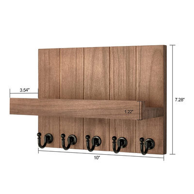 Holzschlüsselhalter mit 4 Schlüsselhocken und Wandhalter