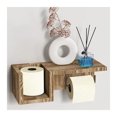 Weißes Holz Badezimmer Wandmontage Toilettenpapierhalter Stand mit Fluschbarer Lagerung Shel
