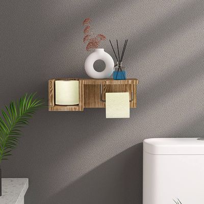 Weißes Holz Badezimmer Wandmontage Toilettenpapierhalter Stand mit Fluschbarer Lagerung Shel
