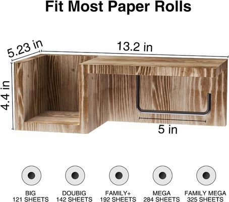 Weißes Holz Badezimmer Wandmontage Toilettenpapierhalter Stand mit Fluschbarer Lagerung Shel