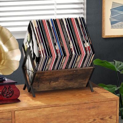 Holz-Vinyl-Record-Display-Rack für die schnelle Montage und Lagerung von Zeitschriften-Buch-Dateien Alben