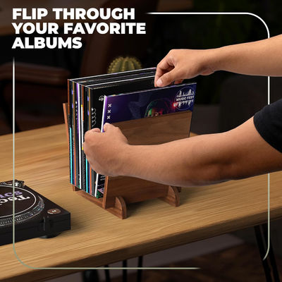 Massiv Walnussholz Vinyl-Plattenhalter Flip-Display für Multifunktions-Design-Speicher