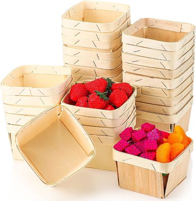 5.75-Zoll-Quadrat-Druckschirm-gedruckte, ausgelaufene Holzbeerenkörbe zum Sammeln von Obst