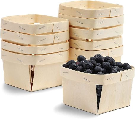 5.75-Zoll-Quadrat-Druckschirm-gedruckte, ausgelaufene Holzbeerenkörbe zum Sammeln von Obst