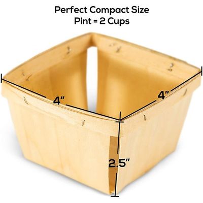 Birke oder Pappel Veneer Holz Farbe 4 x 4 Zoll Pint Früchte Körbe für Partydekorationen