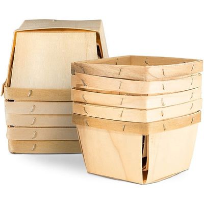 Handgefertigtes Industriegeschenk Handwerk 4x4 Zoll Veneer Holzkiste zum Sammeln von Früchten und Beeren