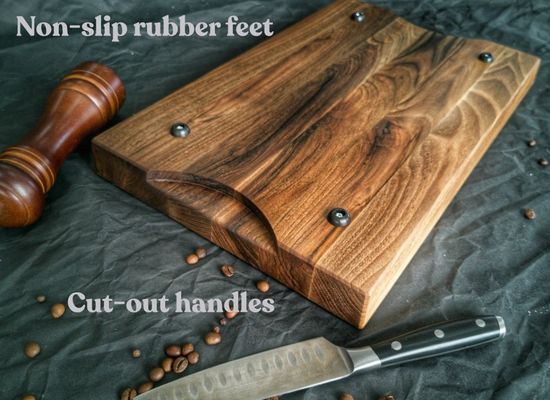 Anpassungslogo akzeptabel 1,75 Dicke große Walnuss-Schnittplatte mit Saft-Rohr