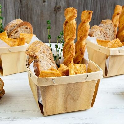 Birke oder Pappel Veneer Holz Farbe 4 x 4 Zoll Pint Früchte Körbe für Partydekorationen