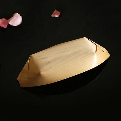 Benutzerdefiniertes Logo Akzeptable Birke Bambus Bootsform Segelholz Sushi Tray
