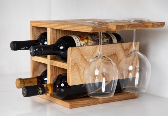 Customized Logo Hartholz Weinregal Hochmenge Weinhalter für Schalter