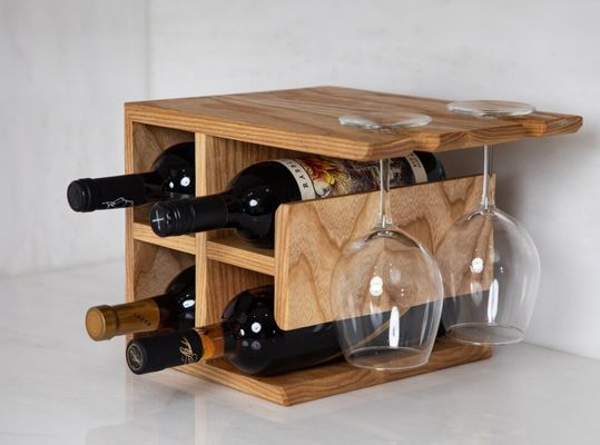 Customized Logo Hartholz Weinregal Hochmenge Weinhalter für Schalter