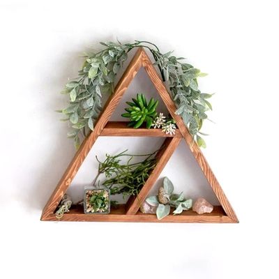 Wohnzimmermöbel Handgefertigt Holz Wandmontiert Schwebendes Dreieck Regal 16&quot;oder18&quot;X3.2&quot; Modernes Design