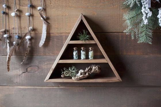 Wohnzimmermöbel Handgefertigt Holz Wandmontiert Schwebendes Dreieck Regal 16&quot;oder18&quot;X3.2&quot; Modernes Design