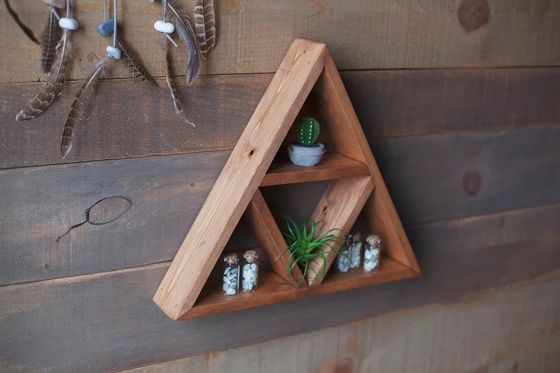 Wohnzimmermöbel Handgefertigt Holz Wandmontiert Schwebendes Dreieck Regal 16&quot;oder18&quot;X3.2&quot; Modernes Design
