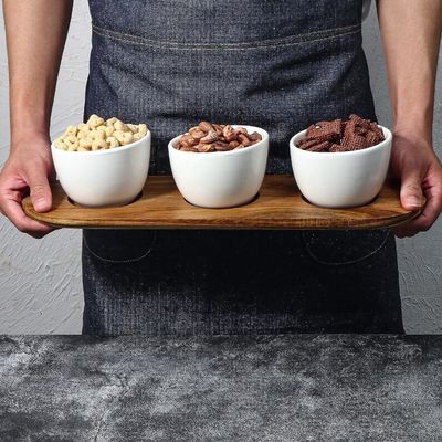 Acacia Holzschachtel Chip und Dip Serving Set mit Holz einfache Farbe oder Ihre Farbe