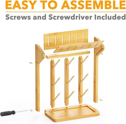 Doppelstufige Bambus Baby Flasche Trocknungsregal für bequeme Küchenflaschen Organisation