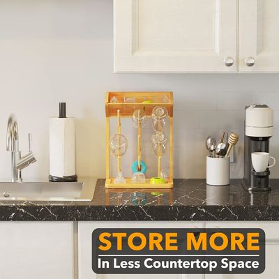 Doppelstufige Bambus Baby Flasche Trocknungsregal für bequeme Küchenflaschen Organisation