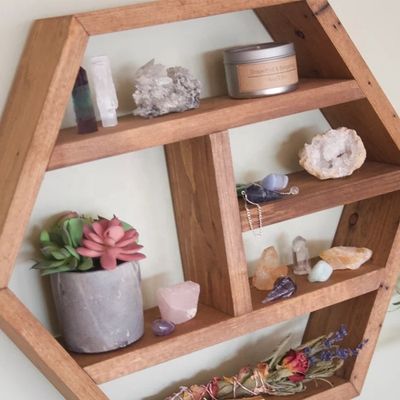 NO Falten-Mehrschicht-Vintage-Mehrholz-Lagerregal mit rustikalem Sechseckendesign