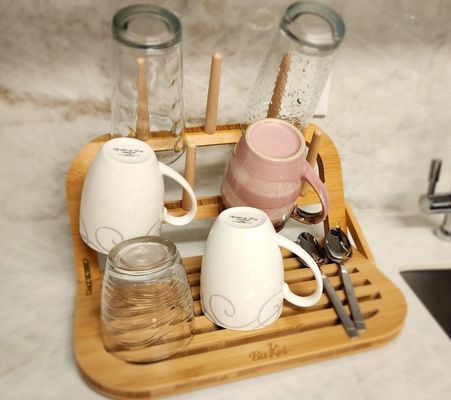 Klassifizierung Reisefreundliches Bambus Babyflasche Trocknungsregal mit Bürste und Trockner