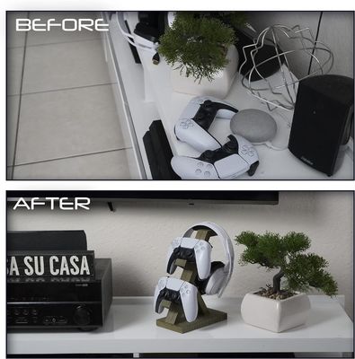 Video-Game-Controller Headset Stand Holzdekorationsregal mit Kopfhörerhalter