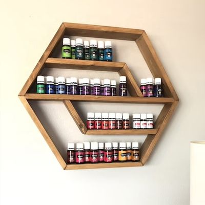 Hexagonaler Massivholz-Floating Shelf Modernes Design für Schlafzimmer Wohnzimmer und Küche