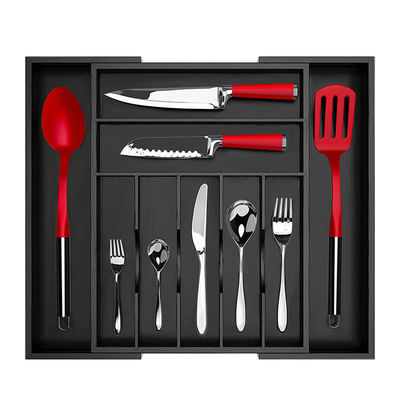 Bambus Küchengerät Silbergegenstände Geschirrhalter und Besteckschachtel Schublade Organisator für Flatware Größe anpassen