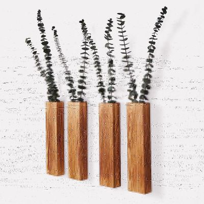 Zimmerpflanzen Trocknete Blumen und Falschgrünpflanzen Holz Taschenwände Vasen 3 Pack