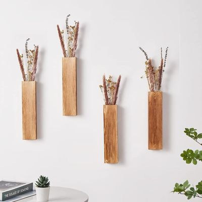 Zimmerpflanzen Trocknete Blumen und Falschgrünpflanzen Holz Taschenwände Vasen 3 Pack