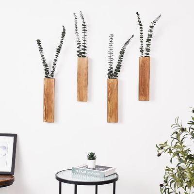 Zimmerpflanzen Trocknete Blumen und Falschgrünpflanzen Holz Taschenwände Vasen 3 Pack