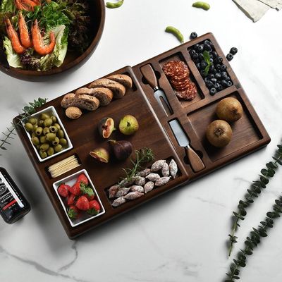 Anpassbares Multifunktions-Bamboo-Schnittbrett mit Ständer und klappbarem Kolander