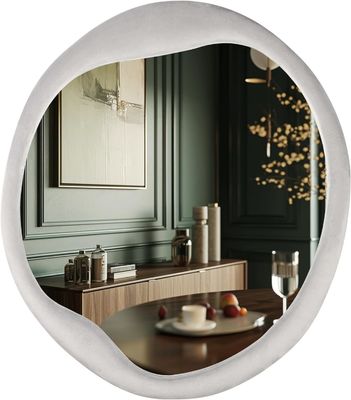 Gemalte Flannel gewickelte Holzrahmen Spiegel einzigartige unregelmäßige Wanddekoration für Zuhause